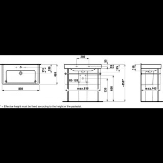 Umývadlo na stěnu 850 x 460 mm s otvorom pre batériu biela Laufen Pro S- sanitbuy.pl