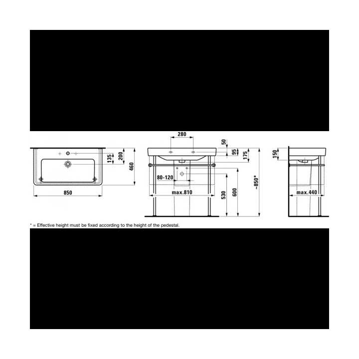 Umývadlo na stěnu 850 x 460 mm s otvorom pre batériu biela Laufen Pro S- sanitbuy.pl