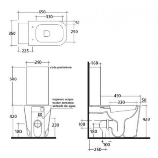 Misa kombi stojaca wc 650 x 350 x 420 mm odtok uniwersalny Galassia MEG11- sanitbuy.pl